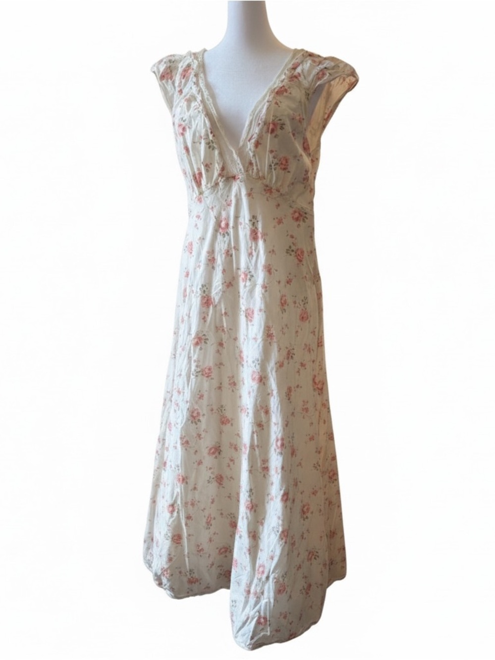 Ralph Lauren Cream Maxi Dress with Pink Floral Print